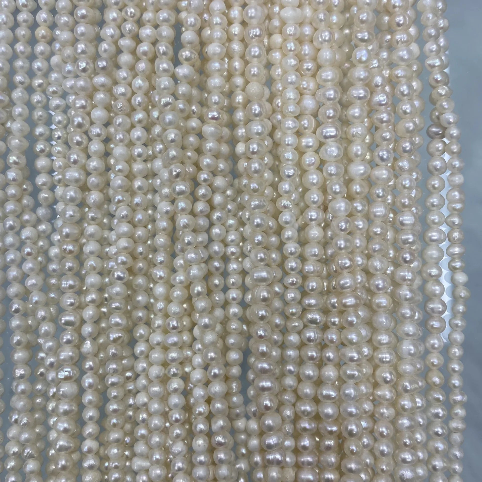 3-4mm Cheap Price White Potato Shape Loose Pearl Freshwater Strand Beads