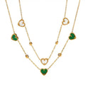 Romantic Choker Necklace PVD 18k Gold Plated Stainless Steel Jewelry Green Malachite White Shell Heart Planted Charms Necklace