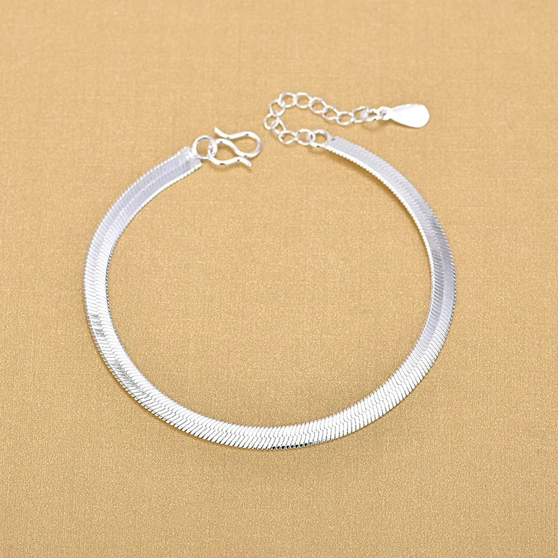 Fashion 925 Silver Stamp Snake Chain Bracelet for Women Wholesale Silver Jewelry