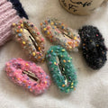 Plush Beanie Girl With Cute Heart Snap Hairpin Clip Colorful Wool Snap Hair Pin Hair Accessories Girls Side Bang Hair Clip