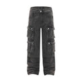 Heavy Wash Vintage High Quality Cotton Denim Breathable Button Straight Pocket Cargo Pants for Men All Season