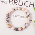 Handmade Elastic Matted Stone Gemstone Beads Bracelet Charm Jewelry 10mm Natural Stone Pink Zebra Bracelet
