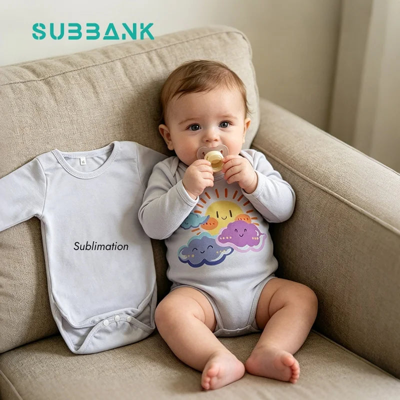 Subbank Wholesale Fashion Thermal Transfer Blank Infant Romper Long Sleeve Breathable Unisex Climb Baby Clothes