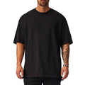 Custom Logo Mens Loose Oversized Fit Short Sleeve T-shirt With Dropped Shoulder Retro Fitness Bodybuilding Summer Gym T-shirt