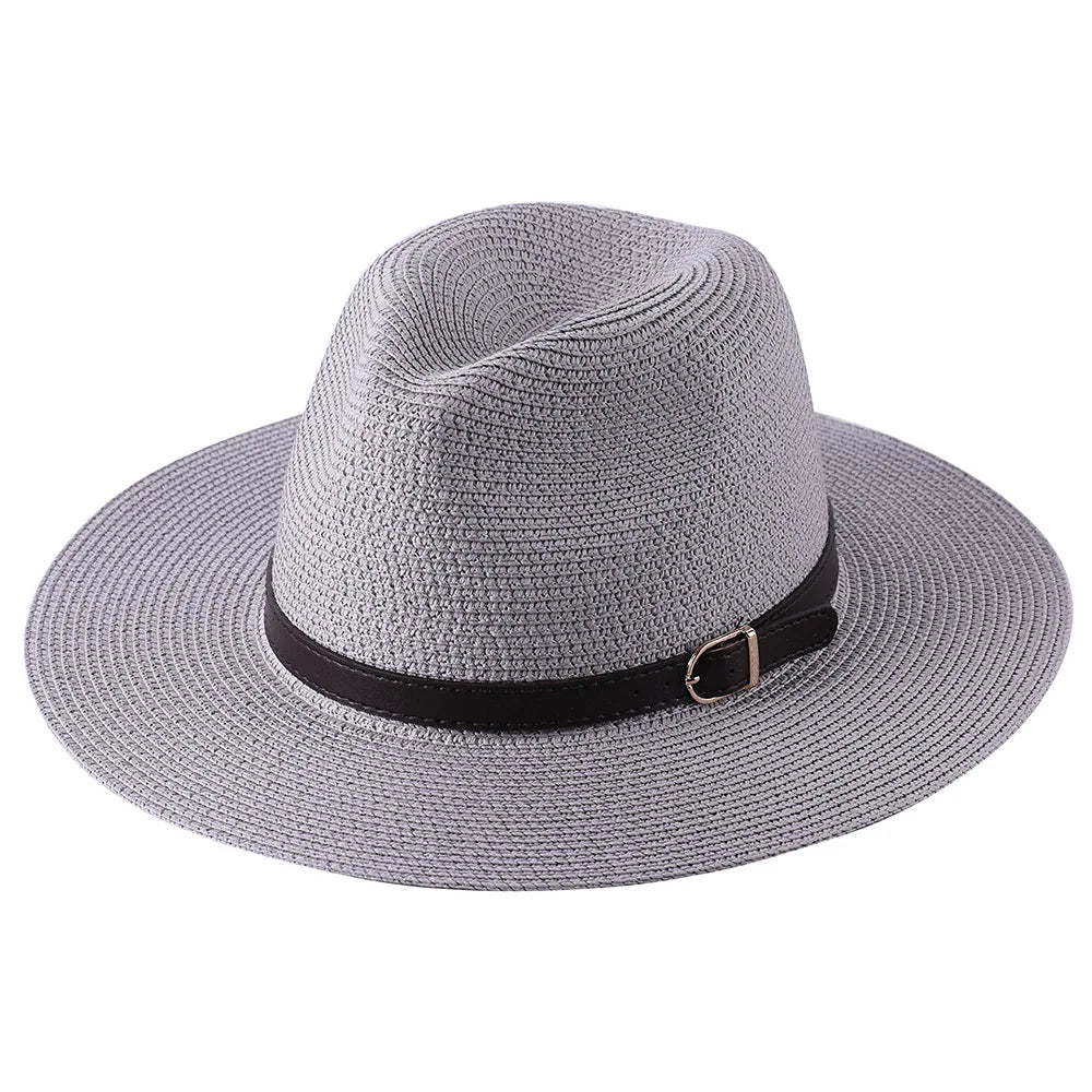 Panama Hat Wholesale Ladies Beach Sun Paper Hat Sunshade Visor Gentleman Belt Hat