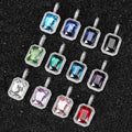 RQ Dainty Luxury Bezel Birthstone Stone Men Pendant Necklace Jewelry Black Sapphire Emerald Ruby Gemstone Necklace