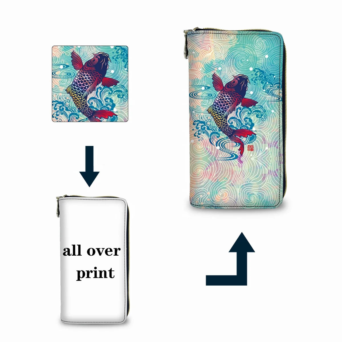 Designer Wholesale Sublimation Blank Wallet Popular Purses and Handbags Metal Zipper Small Wallet Men Leather