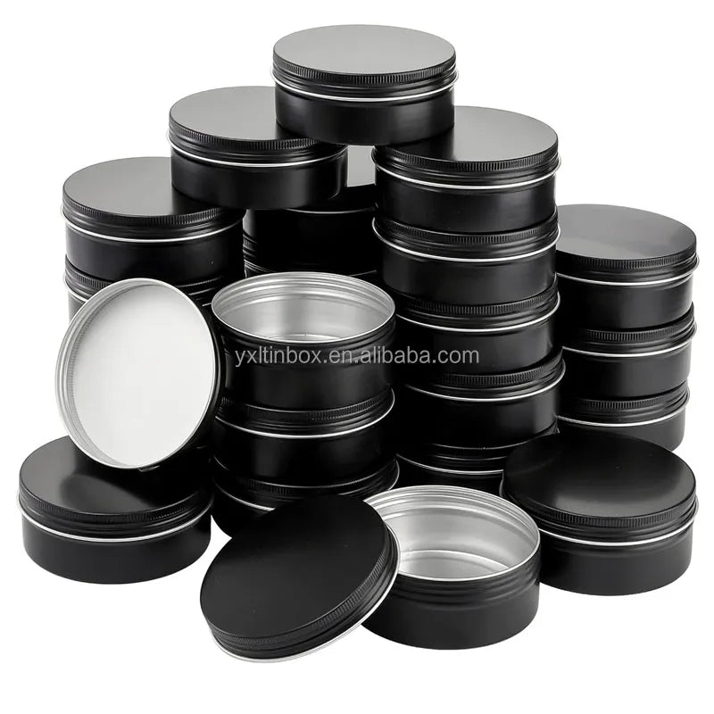 Round Black Gold Silver Aluminum Cosmetic Jars 30ml Capacity with Screw Cap for Perfume Lipstick Wigs Skin Care-Storage Display