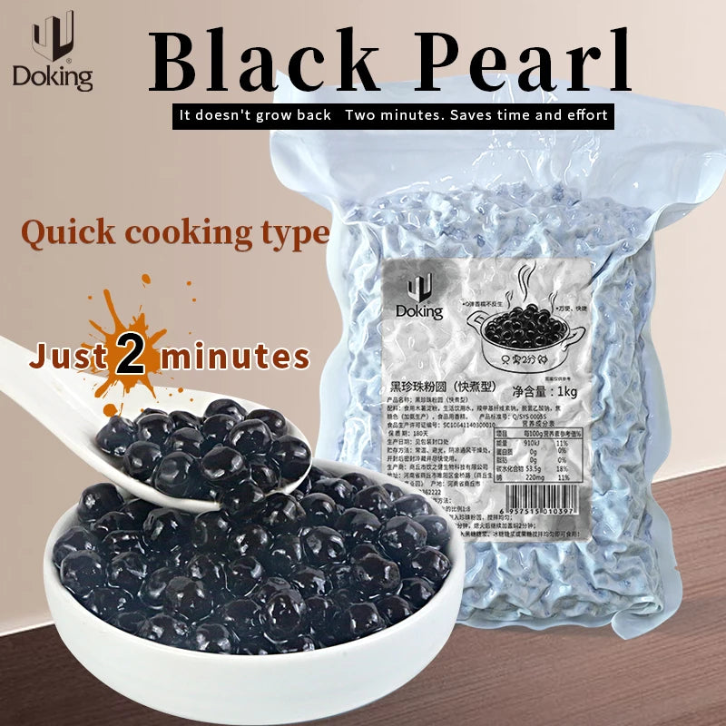 Doking Wholesale Quick-cooking Black Tapioca Pearls Chewy Boba for Bubble Milk Tea Ingredients Bulk Supply