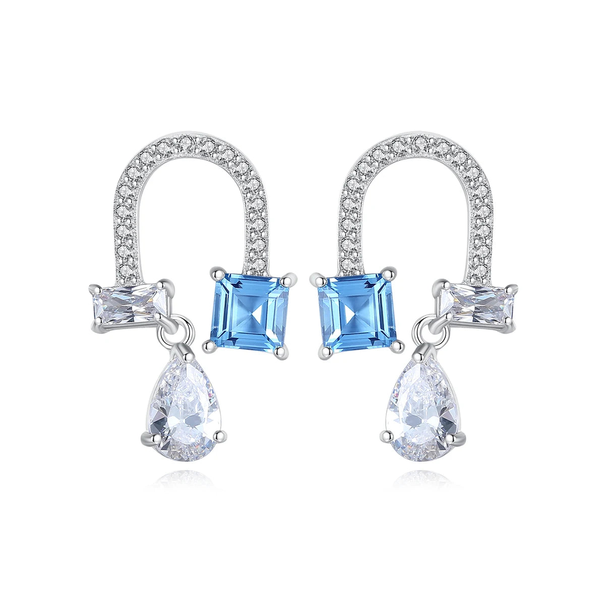 CZCITY Simple Dainty Crystal Earrings 925 Sterling Silver Cubic Zircon Teardrop Earring for Women Christmas Jewelry Gift
