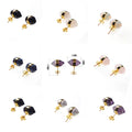 Hexagonal Gold Gemstone Earrings Natural Gemstones Exquisite and Unique Design Valentine's Day Gift