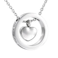 Round Loop Heart Urn I Love You to the Moon & Back Stainless Steel Cremation Urn Pendant Memory Keepsake Heart Necklace Ash Urn