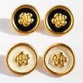 Brass Plated Vintage Black and White Camellia Round Earrings Mother's Day Gift Jewelry Custom