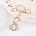 Factory Price Key Chain Number 0 1 2 3 4 5 6 7 8 9  Keychain Bag Accessories Metal Diamond Shinny Key Ring