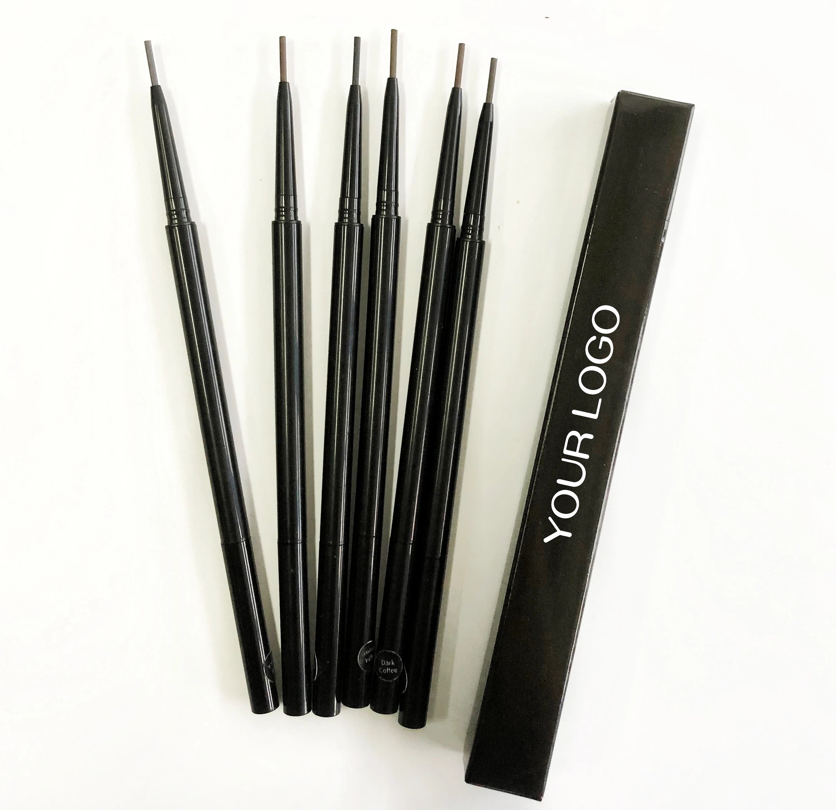 Waterproof Strong Hold Slim Black Brown Brush Vegan Eyebrow Pencil with Private Label