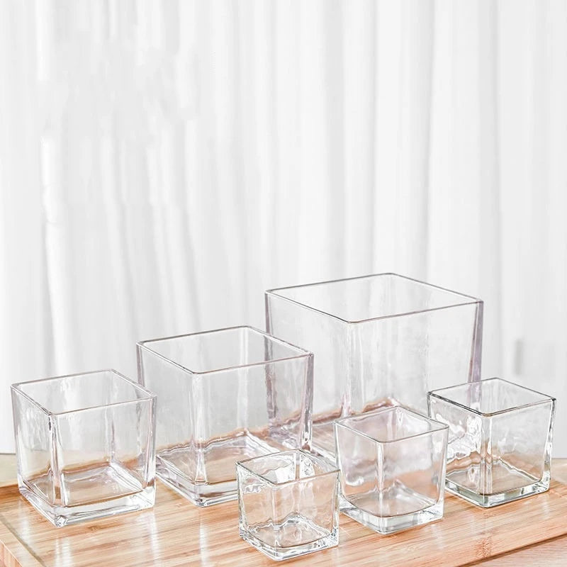 Empty Clear square Glass Candle Jar 10oz Glass square Container for Candle Making