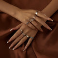 8Pcs/set European and American Personality Hollow Butterfly Cross Open Combination Ring For Women Punk Joint Finger Ring Set