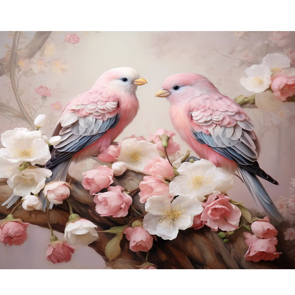 Handmade 30x40cm Diamond Painting DIY Cross Stitch Home Decor Rhinestone Bird Flowers Landscape Artwork