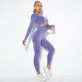 New Seamless Wash Yoga Set Sports Fitness Long Sleeve Top Hip Lift Yoga Pants Two Piece Yoga Set