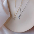 New Arrival Korean Fashion Pure 925 Sterling Silver CZ Zircon Crescent Moon Pendant Necklace for Women Jewelry