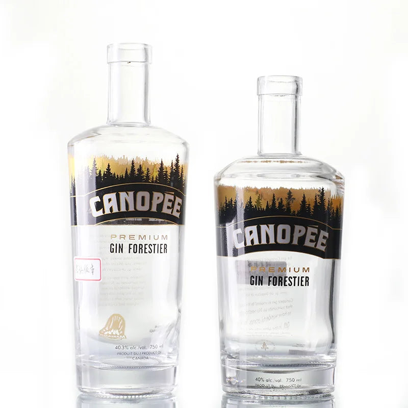 Premium Creative 750ml Glass Vodka Bottle for Liquor Whisky Fruit Wine Spirit With Polymer Cork