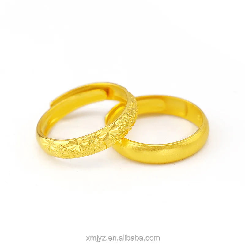 Ancient Brass Jewelry Classic Sand Gypsophila Ring Sand Gold Meteor Shower Glossy Matte Strip Ring Gold Plated