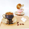 Nordic creative ceramic coffee cup electroplating color glaze cup and saucer gold-plated afternoon tea set souvenir gift set