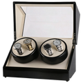 Wholesale Luxury Black Lacquer Automatic Watch Winder Box 4 Slots Safe Wood Rotating Storage Display Case with Window