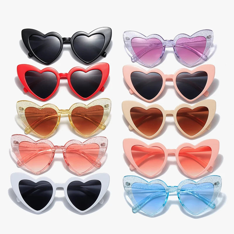 Heart Sunglasses for Women Trendy Cat Eye Love Shaped Sunglasses Vintage Lovely Retro Cute Custom Sun Glasses