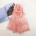 Wholesale Customized Beading Cotton Lace Hijab Scarf Muslim Hijab Hot Selling Scarf Cotton Lace Hijab
