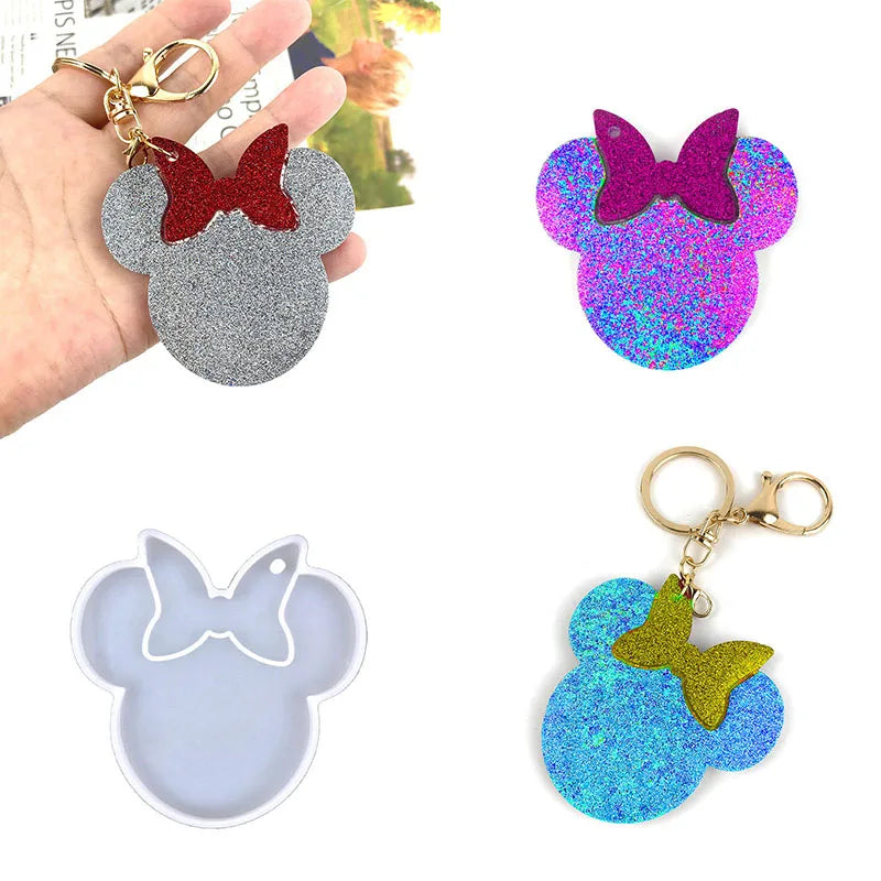 Early Riser DIY Mickey Keychain Silicone Mold Can Be Used for Making Keychain Pendant Necklace Earrings Resin Crafts