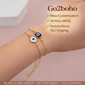 Go2boho Handmade Adjustable Rope Beaded Bracelet Turkish Eye Fashion Jewelry for Women Men Kids-for Summer Friendship Charms