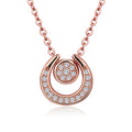 Rose Gold Plated 925 Sterling Silver Round Cz Jewelry Double Pendant Cubic Zirconia Horseshoe Necklace