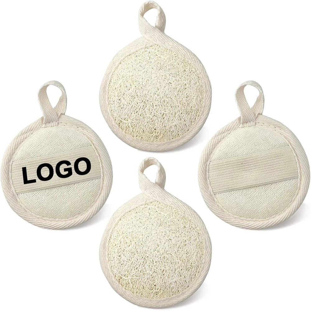 Custom Logo Face Exfoliating Loofah Scrubber Manual Facial Cleansing Makeup Remover Brush Natural Bath Sponge Pads Massage Pores