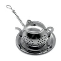 Wholesale Teapot Shape Stainless Steel Tea Infuser Ball Tea Strainer With Chain and Drip Trays