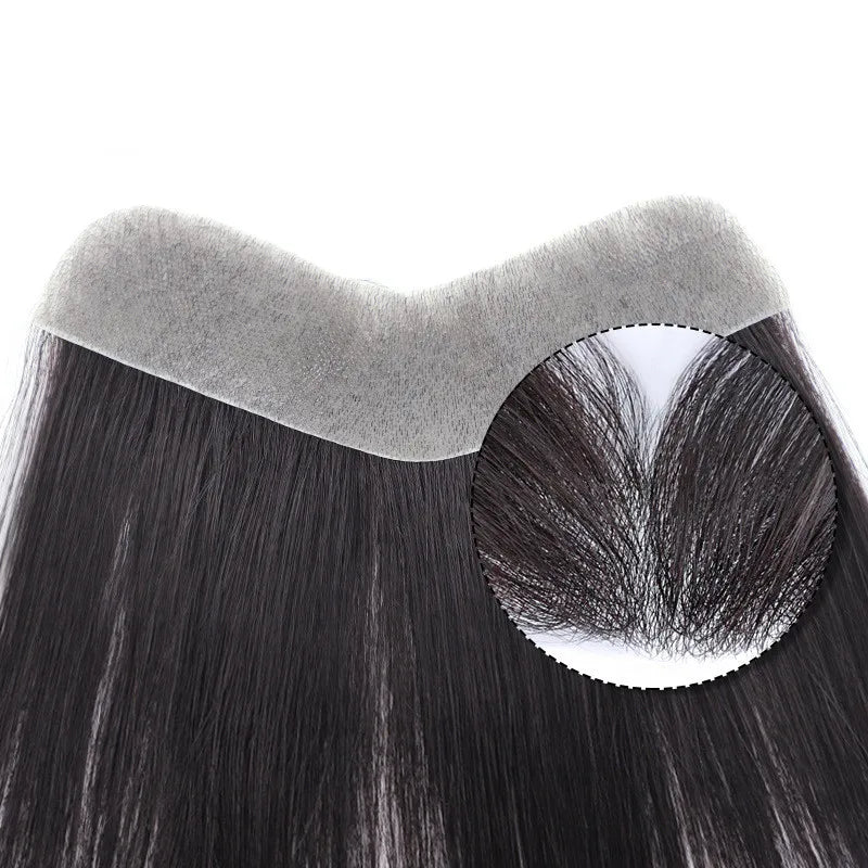 AU Frontal Female Human Hair Patch Hand-tied Women V-type Bio Skin Frontal Hairline Pieces for Recessing Hairline