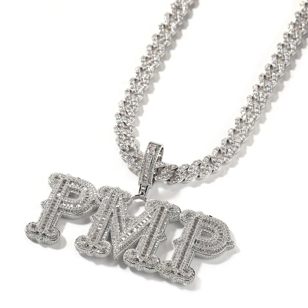 New Letter Necklace Hip Hop Full Diamond with Thorns Rock Candy Letter DIY Patchwork Combination Personality Necklace