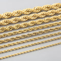 Trendy Simple Stainless Steel 18K Gold Twist Rope Chain Necklace for Men Women