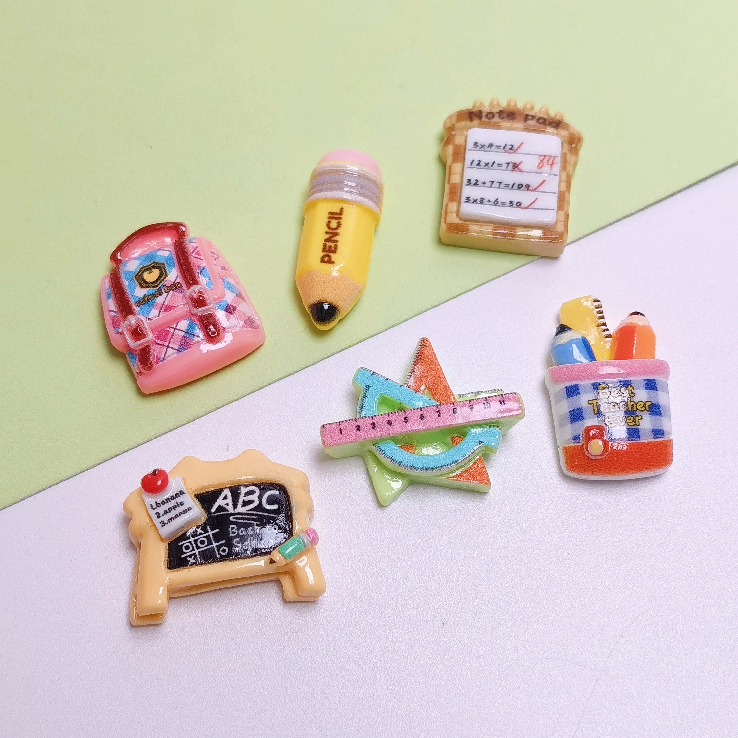 New Back to School Resin Flatbacks Cute School Bag Black Board Notebook Pencil Ruler Embellishments Gift for Baby Kids