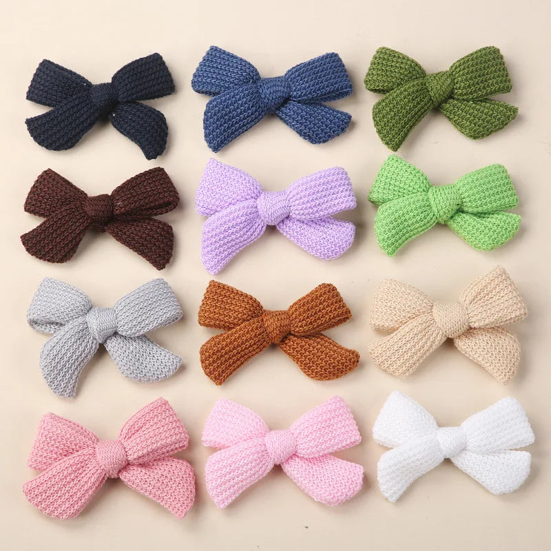 INS Europe and America Knitted Hair Bow Clips for Kids New Wool Bow Hairpin