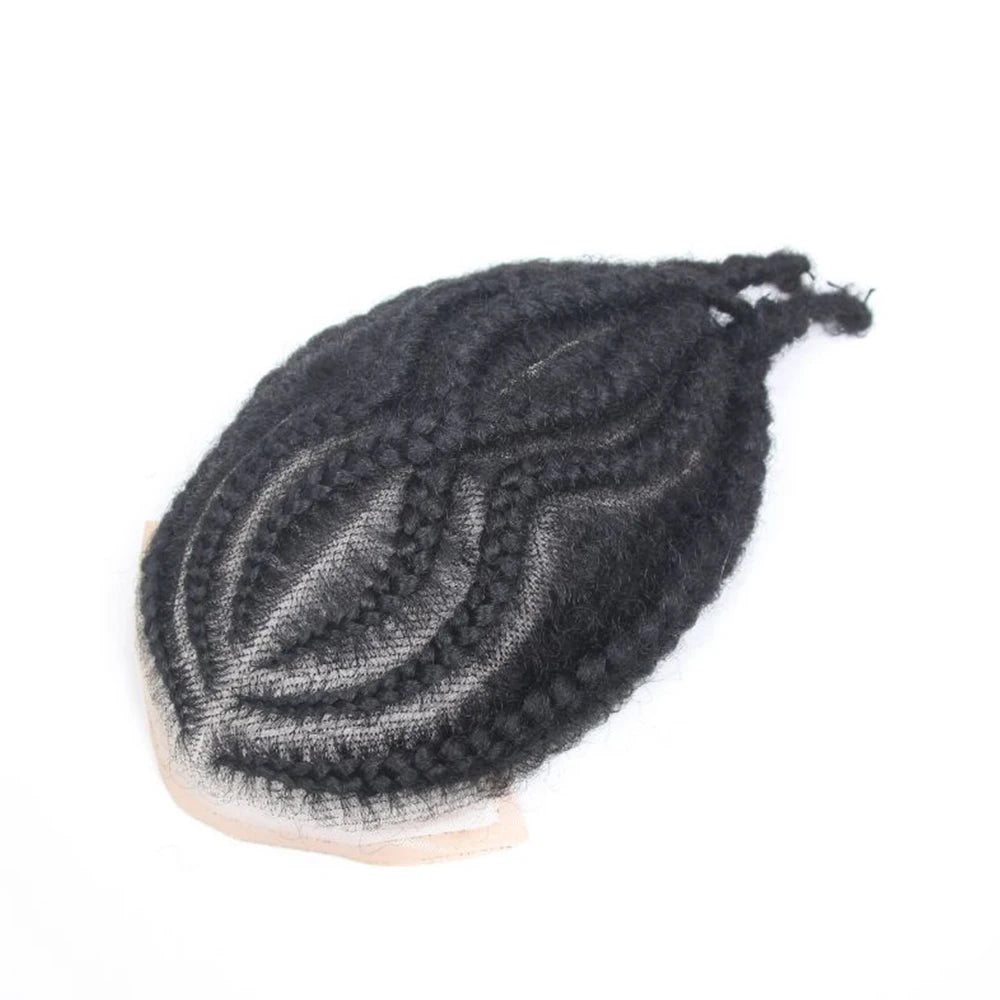 Braids Full Lace Base Toupee for Men Human Hair Male Hair Prosthesis | Crochet Braids Lace Afro Wig Natural Black Men's Hair Q6