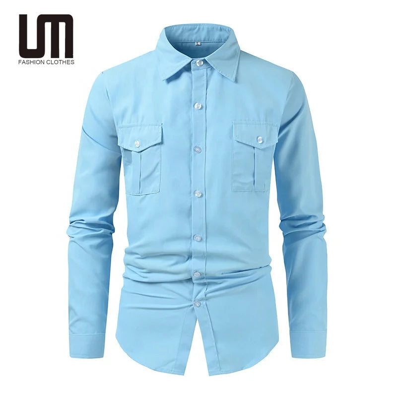 Liu Ming Fashion Summer Men Casual Long Sleeve Cotton Linen Shirts Turn Down Collar T Shirts