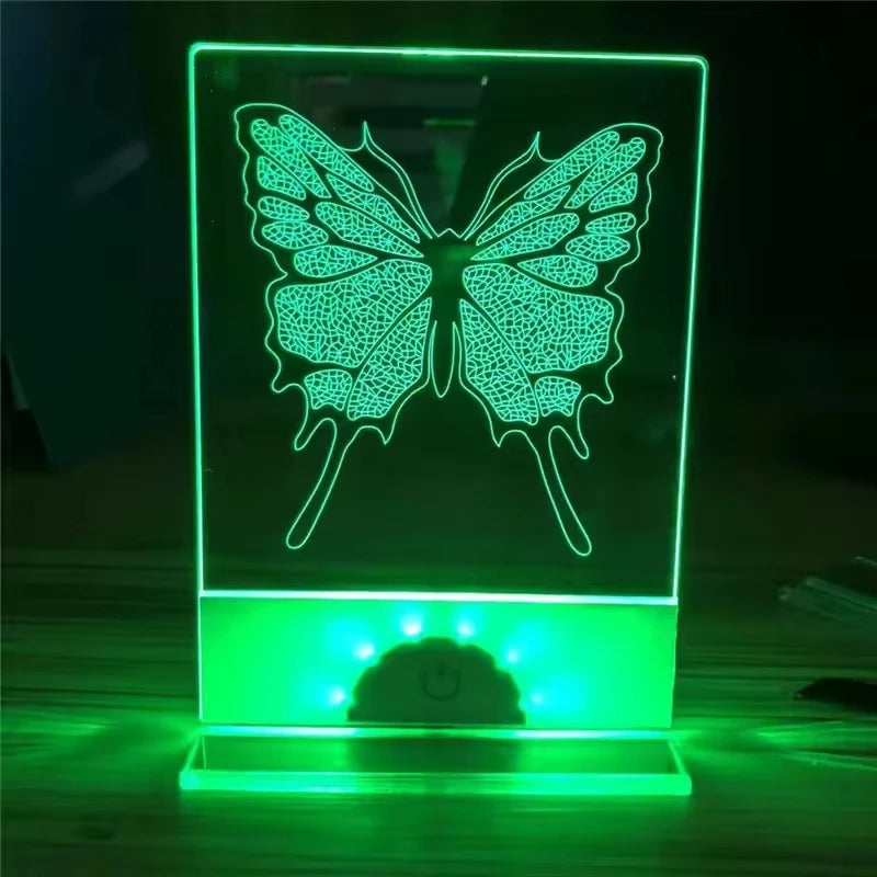 Billboard Message Display Order Lamp Led Blank 3D Acrylic RGB Night Light Table With Stand Holder Decorate Lighting