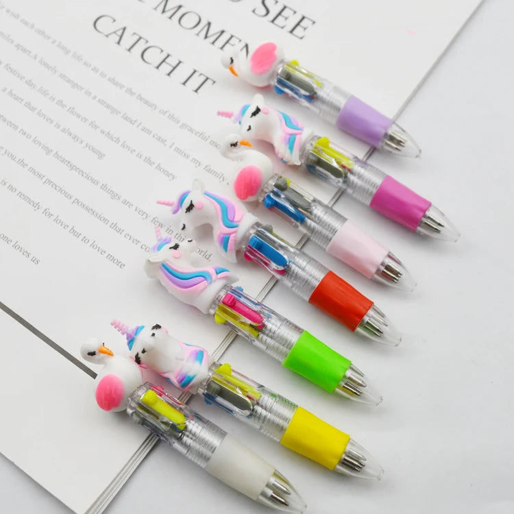 New Arrival Design Multi Colour Ink Kids Fun Novelty Cartoon Cute Style Ball Ballpoint Pen