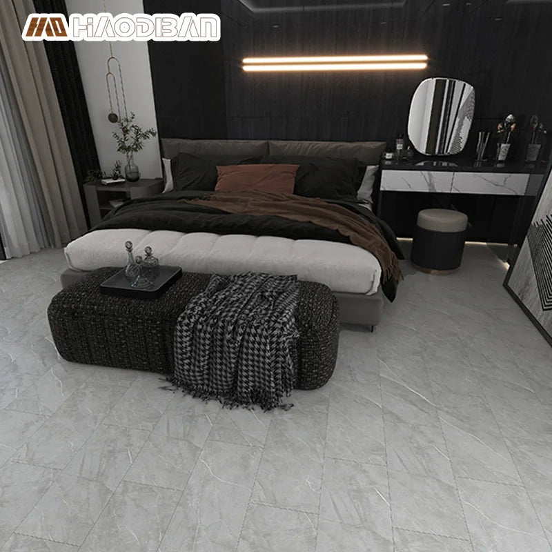 Anti Slip 6mm 7mm 8mm Waterproof Grey Marble Design Click SPC Flooring