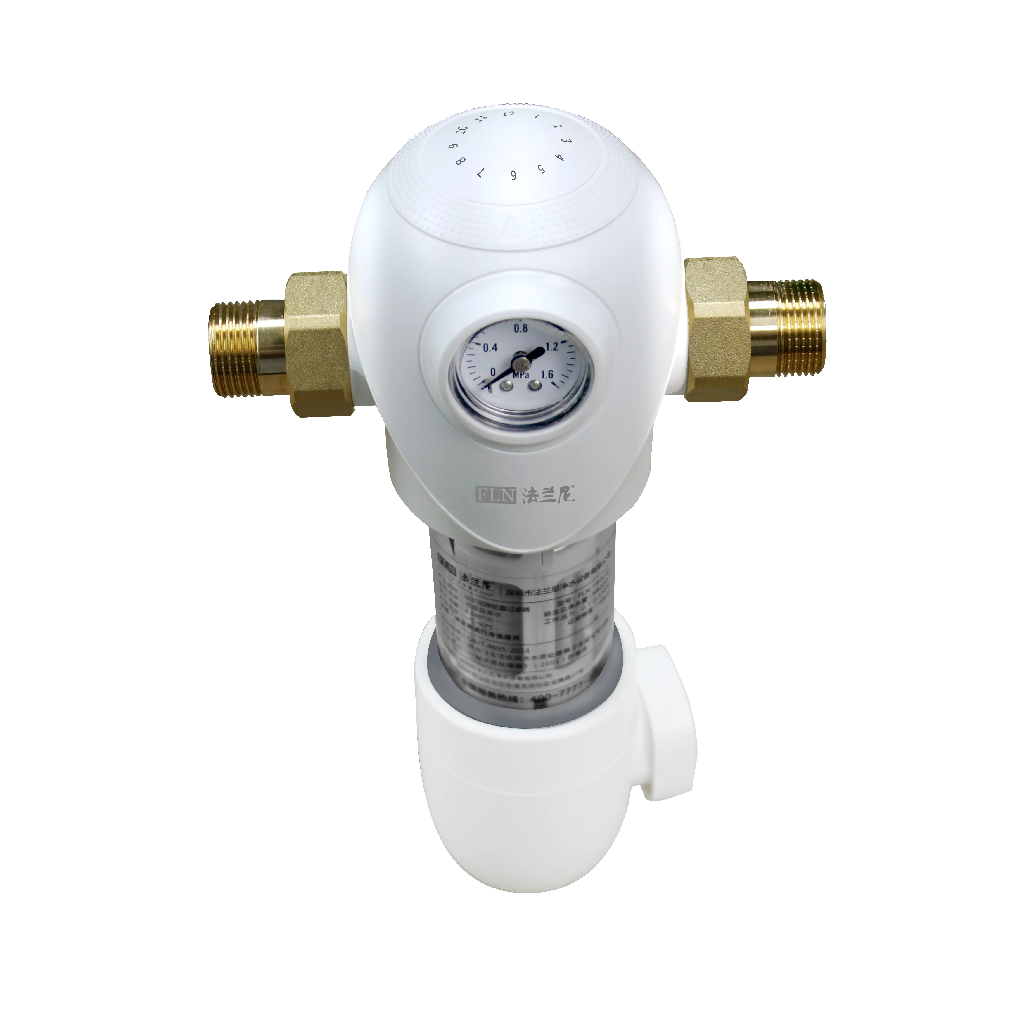 FLANNE Pre-filter Water Purifier Stainless Steel Manual Household Whole House Water Filter 40-60 Micron Filtration 3 Years Life