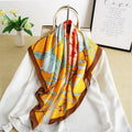 Spring and Autumn Travel and Sunscreen Beach Silk Scarf square Elegant Temperament Floral Shawl