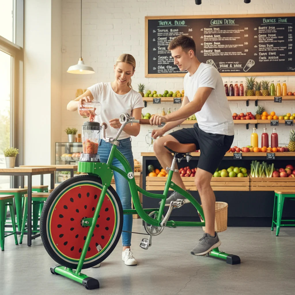 EXI Smoothie Bike Commercial Grade Stationary Exercise Bicycle with Aluminum Alloy Frame and Juicer Function