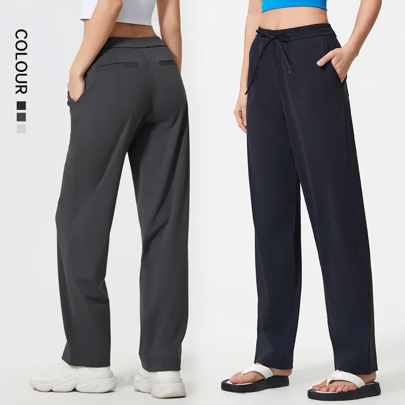 SHINBENE 30\" Women's Casual Joggers Adjustable Elastic Waist Athletic Pants Pockets Loose Fit Straight Leg for Autumn