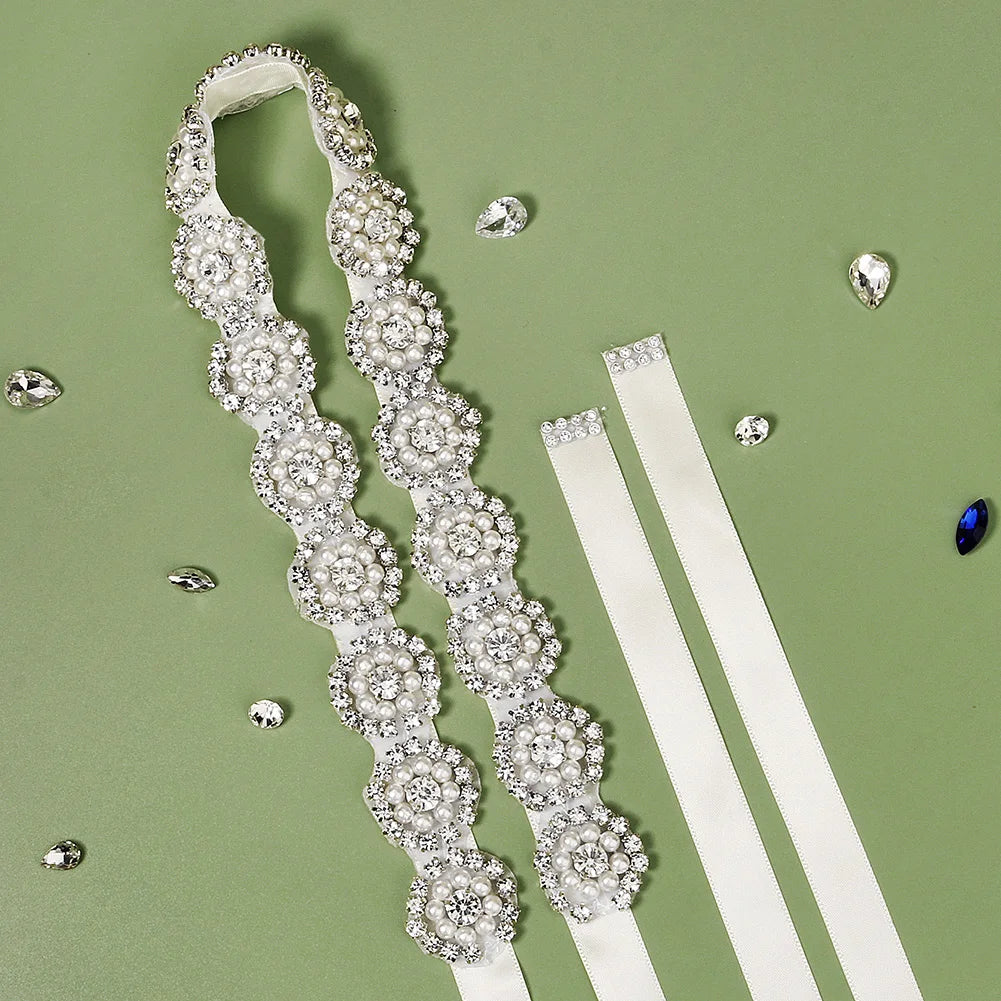 Drop Shipping Hot Sale Pearl and Rhinestone Wedding Dress Sash Waist Belt Bridal Belt with Rhinestone Pearl